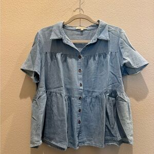 Women's Denim Button-Up Blouse